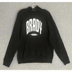 NEW! Tom Brady Brand Hoodie Mens Medium‎ Black Pullover Sweatshirt MSRP: $95.00